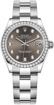 Buy this new Rolex Datejust 31mm Stainless Steel 278384rbr Dark Grey Diamond Oyster ladies watch for the discount price of £17,600.00. UK Retailer.