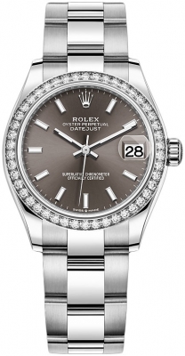 Buy this new Rolex Datejust 31mm Stainless Steel 278384rbr Dark Grey Index Oyster ladies watch for the discount price of £17,650.00. UK Retailer.