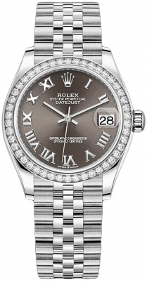 Buy this new Rolex Datejust 31mm Stainless Steel 278384rbr Dark Grey Roman Jubilee ladies watch for the discount price of £15,750.00. UK Retailer.