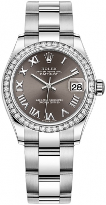 Buy this new Rolex Datejust 31mm Stainless Steel 278384rbr Dark Grey Roman Oyster ladies watch for the discount price of £15,600.00. UK Retailer.