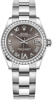 Buy this new Rolex Datejust 31mm Stainless Steel 278384rbr Dark Grey VI Oyster ladies watch for the discount price of £17,100.00. UK Retailer.
