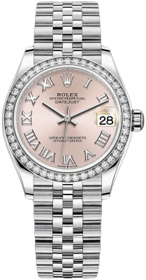 Buy this new Rolex Datejust 31mm Stainless Steel 278384rbr Pink Roman Jubilee ladies watch for the discount price of £15,750.00. UK Retailer.