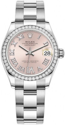 Buy this new Rolex Datejust 31mm Stainless Steel 278384rbr Pink VI Oyster ladies watch for the discount price of £17,100.00. UK Retailer.