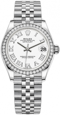 Buy this new Rolex Datejust 31mm Stainless Steel 278384rbr White Roman Jubilee ladies watch for the discount price of £15,750.00. UK Retailer.