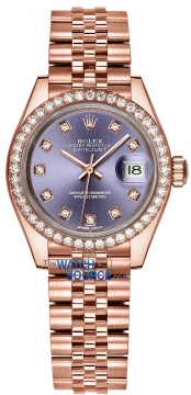 Buy this new Rolex Lady Datejust 28mm Everose Gold 279135RBR Aubergine Diamond Jubilee ladies watch for the discount price of £36,900.00. UK Retailer.
