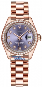 Buy this new Rolex Lady Datejust 28mm Everose Gold 279135RBR Aubergine Diamond President ladies watch for the discount price of £38,900.00. UK Retailer.