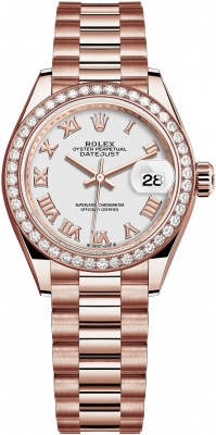 Rolex Lady Datejust 28mm Everose Gold 279135RBR White Roman President watch