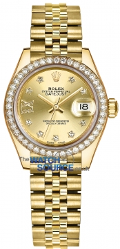 Buy this new Rolex Lady Datejust 28mm Yellow Gold 279138RBR Champagne 17 Diamond Jubilee ladies watch for the discount price of £35,900.00. UK Retailer.