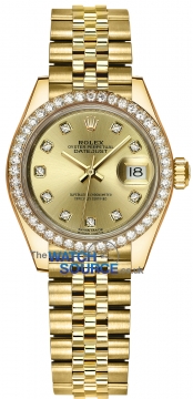 Buy this new Rolex Lady Datejust 28mm Yellow Gold 279138RBR Champagne Diamond Jubilee ladies watch for the discount price of £35,200.00. UK Retailer.