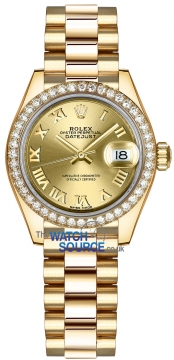 Buy this new Rolex Lady Datejust 28mm Yellow Gold 279138RBR Champagne Roman Jubilee ladies watch for the discount price of £33,300.00. UK Retailer.
