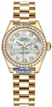 Buy this new Rolex Lady Datejust 28mm Yellow Gold 279138RBR MOP Diamond President ladies watch for the discount price of £36,600.00. UK Retailer.
