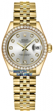 Buy this new Rolex Lady Datejust 28mm Yellow Gold 279138RBR Silver Diamond Jubilee ladies watch for the discount price of £35,200.00. UK Retailer.