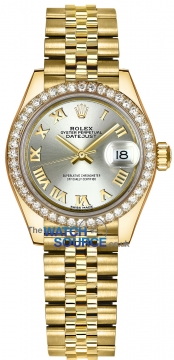 Rolex Lady Datejust 28mm Yellow Gold 279138RBR Silver Roman Jubilee watch
