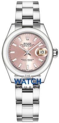 Buy this new Rolex Lady Datejust 28mm Stainless Steel 279160 Pink Index Oyster ladies watch for the discount price of £7,400.00. UK Retailer.