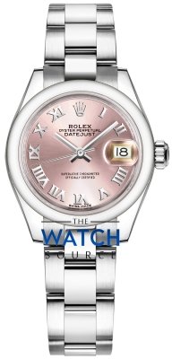 Buy this new Rolex Lady Datejust 28mm Stainless Steel 279160 Pink Roman Oyster ladies watch for the discount price of £7,400.00. UK Retailer.