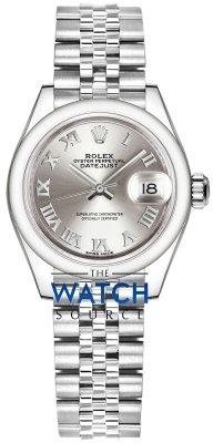 Buy this new Rolex Lady Datejust 28mm Stainless Steel 279160 Silver Roman Jubilee ladies watch for the discount price of £7,600.00. UK Retailer.