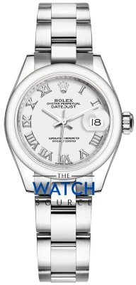 Buy this new Rolex Lady Datejust 28mm Stainless Steel 279160 White Roman Oyster ladies watch for the discount price of £7,400.00. UK Retailer.