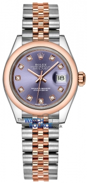 Buy this new Rolex Lady Datejust 28mm Stainless Steel and Everose Gold 279161 Aubergine Diamond Jubilee ladies watch for the discount price of £12,400.00. UK Retailer.