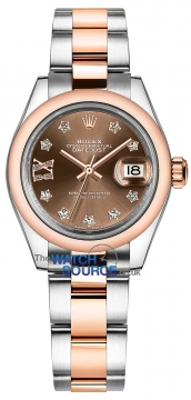 Rolex Lady Datejust 28mm Stainless Steel and Everose Gold 279161 Chocolate 17 Diamond Oyster watch