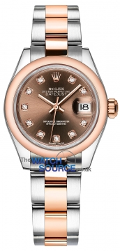 Rolex Lady Datejust 28mm Stainless Steel and Everose Gold 279161 Chocolate Diamond Oyster watch