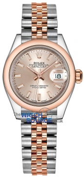 Buy this new Rolex Lady Datejust 28mm Stainless Steel and Everose Gold 279161 Sundust Index Jubilee ladies watch for the discount price of £10,600.00. UK Retailer.