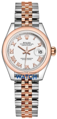 Buy this new Rolex Lady Datejust 28mm Stainless Steel and Everose Gold 279161 White Roman Jubilee ladies watch for the discount price of £10,600.00. UK Retailer.