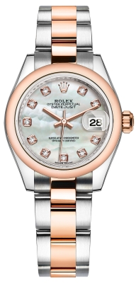 Buy this new Rolex Lady Datejust 28mm Stainless Steel and Everose Gold 279161 MOP Diamond Oyster ladies watch for the discount price of £12,300.00. UK Retailer.