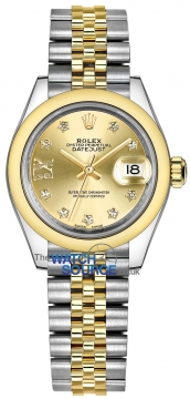 Buy this new Rolex Lady Datejust 28mm Stainless Steel and Yellow Gold 279163 Champagne 17 Diamond Jubilee ladies watch for the discount price of £12,700.00. UK Retailer.