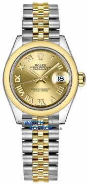 Buy this new Rolex Lady Datejust 28mm Stainless Steel and Yellow Gold 279163 Champagne Roman Jubilee ladies watch for the discount price of £10,300.00. UK Retailer.