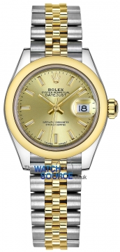 Buy this new Rolex Lady Datejust 28mm Stainless Steel and Yellow Gold 279163 Champagne Index Jubilee ladies watch for the discount price of £10,300.00. UK Retailer.