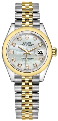 Buy this new Rolex Lady Datejust 28mm Stainless Steel and Yellow Gold 279163 MOP Diamond Jubilee ladies watch for the discount price of £11,950.00. UK Retailer.