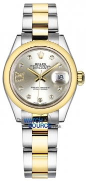 Buy this new Rolex Lady Datejust 28mm Stainless Steel and Yellow Gold 279163 Silver 17 Diamond Oyster ladies watch for the discount price of £12,400.00. UK Retailer.