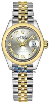 Buy this new Rolex Lady Datejust 28mm Stainless Steel and Yellow Gold 279163 Silver Roman Jubilee ladies watch for the discount price of £10,300.00. UK Retailer.