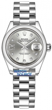 Rolex Lady Datejust 28mm Platinum 279166 Silver 17 Diamond President watch