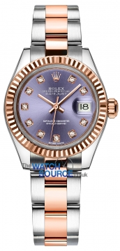 Buy this new Rolex Lady Datejust 28mm Stainless Steel and Everose Gold 279171 Aubergine Diamond Oyster ladies watch for the discount price of £11,900.00. UK Retailer.