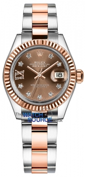 Rolex Lady Datejust 28mm Stainless Steel and Everose Gold 279171 Chocolate 17 Diamond Oyster watch