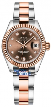 Buy this new Rolex Lady Datejust 28mm Stainless Steel and Everose Gold 279171 Chocolate Diamond Oyster ladies watch for the discount price of £11,900.00. UK Retailer.