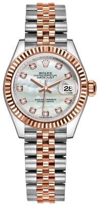 Buy this new Rolex Lady Datejust 28mm Stainless Steel and Everose Gold 279171 MOP Diamond Jubilee ladies watch for the discount price of £12,600.00. UK Retailer.