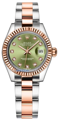 Rolex Lady Datejust 28mm Stainless Steel and Everose Gold 279171 Olive Green Diamond Oyster watch
