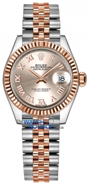 Buy this new Rolex Lady Datejust 28mm Stainless Steel and Everose Gold 279171 Sundust Roman Jubilee ladies watch for the discount price of £10,700.00. UK Retailer.