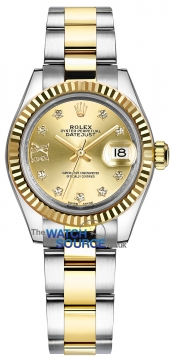 Rolex Lady Datejust 28mm Stainless Steel and Yellow Gold 279173 Champagne 17 Diamond Oyster watch