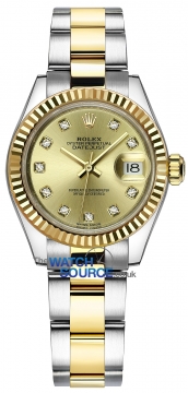 Rolex Lady Datejust 28mm Stainless Steel and Yellow Gold 279173 Champagne Diamond Oyster watch