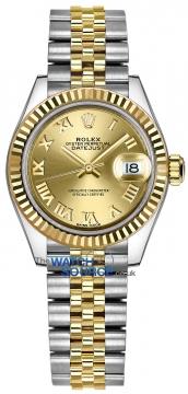 Buy this new Rolex Lady Datejust 28mm Stainless Steel and Yellow Gold 279173 Champagne Roman Jubilee ladies watch for the discount price of £10,300.00. UK Retailer.