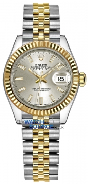 Buy this new Rolex Lady Datejust 28mm Stainless Steel and Yellow Gold 279173 Silver Index Jubilee ladies watch for the discount price of £10,300.00. UK Retailer.