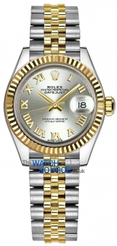 Buy this new Rolex Lady Datejust 28mm Stainless Steel and Yellow Gold 279173 Silver Roman Jubilee ladies watch for the discount price of £10,300.00. UK Retailer.