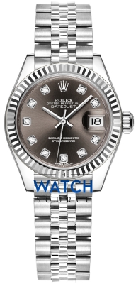 Buy this new Rolex Lady Datejust 28mm Stainless Steel 279174 Dark Grey Diamond Jubilee ladies watch for the discount price of £10,600.00. UK Retailer.