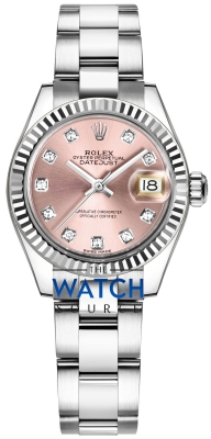 Buy this new Rolex Lady Datejust 28mm Stainless Steel 279174 Pink Diamond Oyster ladies watch for the discount price of £9,341.00. UK Retailer.