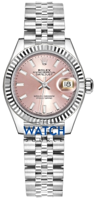 Buy this new Rolex Lady Datejust 28mm Stainless Steel 279174 Pink Index Jubilee ladies watch for the discount price of £8,700.00. UK Retailer.