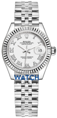 Buy this new Rolex Lady Datejust 28mm Stainless Steel 279174 White Roman Jubilee ladies watch for the discount price of £8,700.00. UK Retailer.