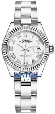 Buy this new Rolex Lady Datejust 28mm Stainless Steel 279174 White Roman Oyster ladies watch for the discount price of £8,400.00. UK Retailer.